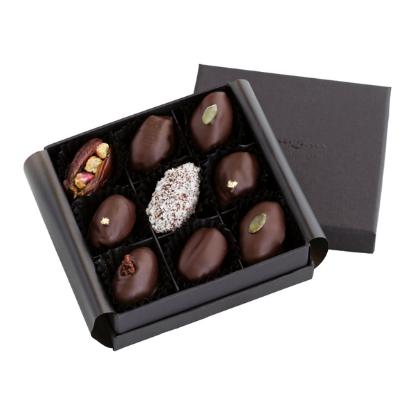 box of 9 dark chocolate dates
